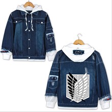 Attack on Titan anime fake two pieces denim jacket...