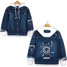 Naruto anime fake two pieces denim jacket hoodie c...