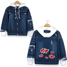 Naruto anime fake two pieces denim jacket hoodie cloth