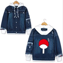 Naruto anime fake two pieces denim jacket hoodie cloth