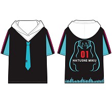 Hatsune Miku anime short cotton short sleeve hoodi...