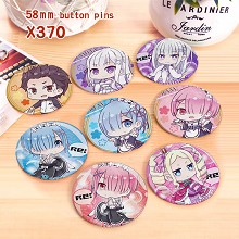 Re:Life in a different world from zero anime brooches pins set(8pcs a set)