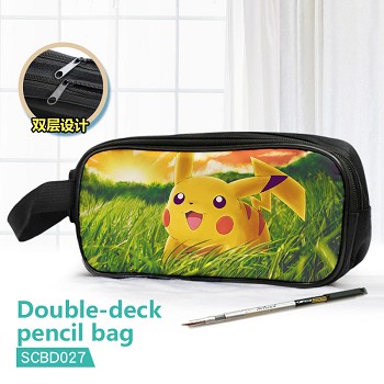 Pokemon anime double deck pencil bag pen bag