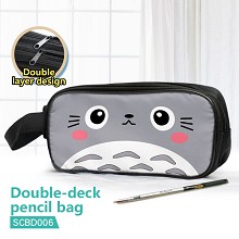 Totoro anime double deck pencil bag pen bag