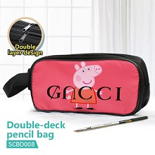 Peppa Pig anime double deck pencil bag pen bag