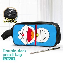  Doraemon anime double deck pencil bag pen bag 