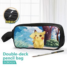 Pokemon anime double deck pencil bag pen bag