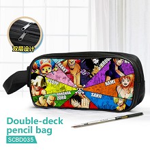  One Piece anime double deck pencil bag pen bag 