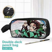  Demon Slayer anime double deck pencil bag pen bag 