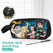  Demon Slayer anime double deck pencil bag pen bag 