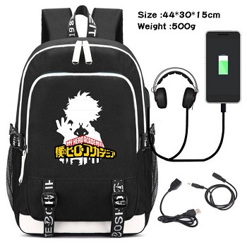 My Hero Academia anime USB charging laptop backpack school bag