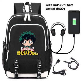 My Hero Academia anime USB charging laptop backpack school bag
