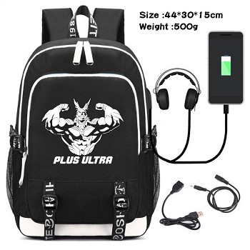 My Hero Academia anime USB charging laptop backpack school bag