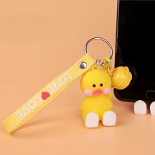  Yellow duck anime phone support figure doll pendant key chain 