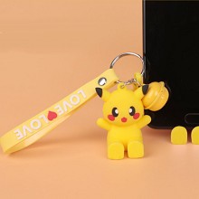  Pokemon Pikachu anime phone support figure doll pendant key chain 