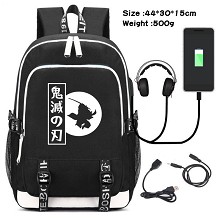 Demon Slayer anime USB charging laptop backpack school bag