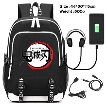 Demon Slayer anime USB charging laptop backpack school bag