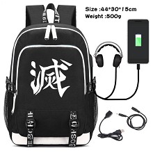 Demon Slayer anime USB charging laptop backpack sc...