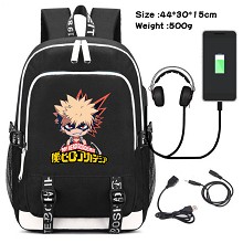 My Hero Academia anime USB charging laptop backpack school bag