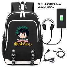 My Hero Academia anime USB charging laptop backpac...