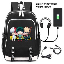 My Hero Academia anime USB charging laptop backpack school bag