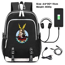 My Hero Academia anime USB charging laptop backpac...