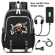 My Hero Academia anime USB charging laptop backpack school bag