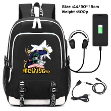 My Hero Academia anime USB charging laptop backpac...