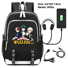 My Hero Academia anime USB charging laptop backpac...