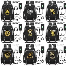  Bendy and the Ink Machine USB charging laptop backpack school bag 