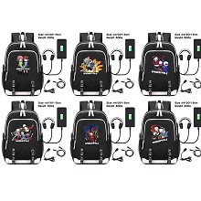 Undertale USB charging laptop backpack school bag