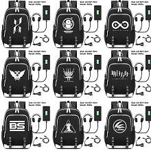 Arknights USB charging laptop backpack school bag