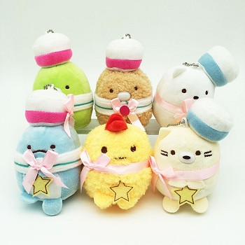 4inches Sumikko Gurashi anime plush doll set(6pcs a set)