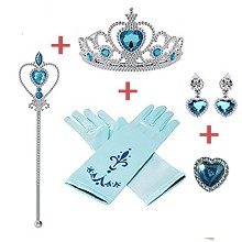 Frozen anime gloves+necklace+ring+earrings+crown+m...