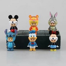 Stitch Mickey Mouse anime figures set(6pcs a set) no box