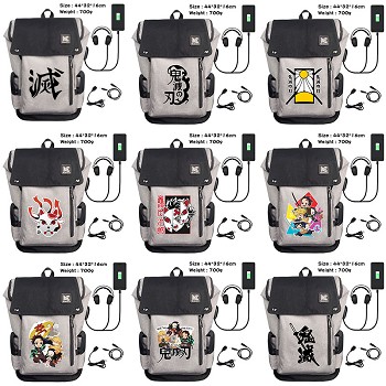 Demon Slayer anime USB charging laptop backpack school bag