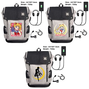 Sailor Moon anime USB charging laptop backpack school bag