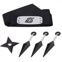 Naruto anime cosplay headband+3kunais+shuriken a set