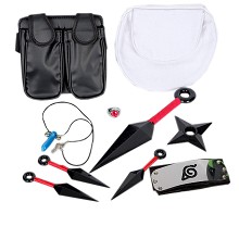 Naruto anime cosplay weapon bags+headband+4kunais+shuriken+ring+necklace a set