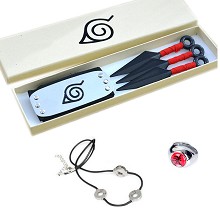 Naruto anime cosplay headband+3kunais+ring+necklac...