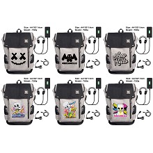 Marshmello anime USB charging laptop backpack scho...