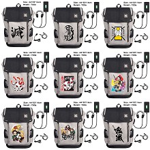 Demon Slayer anime USB charging laptop backpack school bag