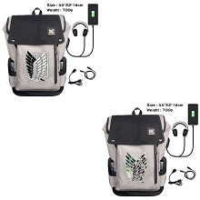 Attack on Titan anime USB charging laptop backpack...