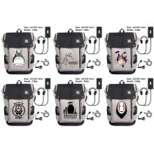 Totoro anime USB charging laptop backpack school bag