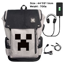 Minecraft game USB charging laptop backpack school...