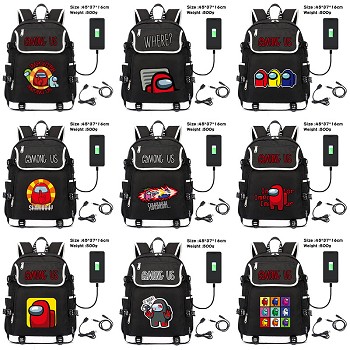 AMONG US anime USB charging laptop backpack school bag