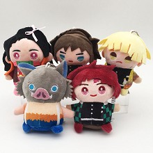 4inches Demon Slayer anime plush dolls set(5pcs a ...