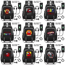 AMONG US anime USB charging laptop backpack school...