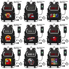 AMONG US anime USB charging laptop backpack school...