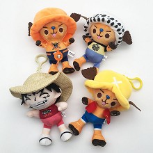 One piece anime plush doll key chains set(4pcs a s...